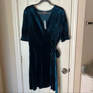 Teal Mod Cloth “Velvet” wrap dress